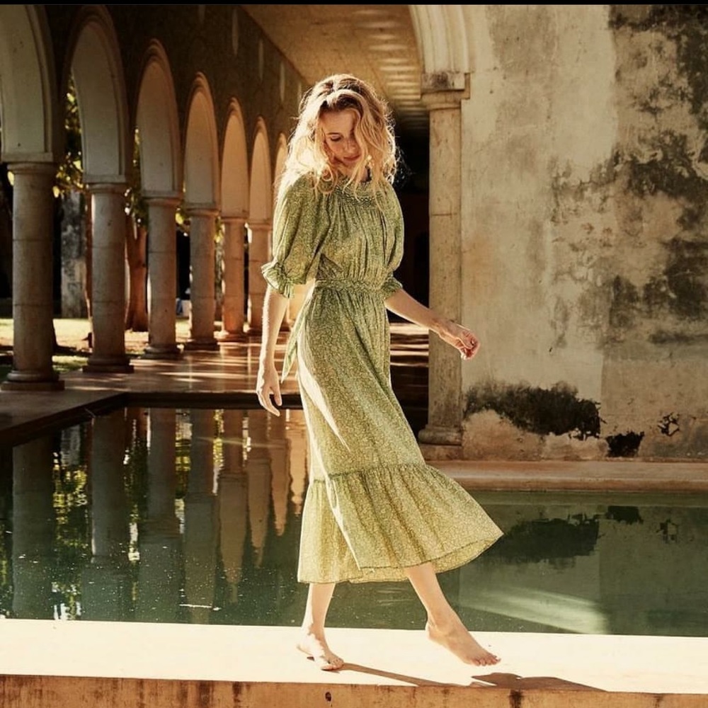 Doen Isadore dress in garden bloom green